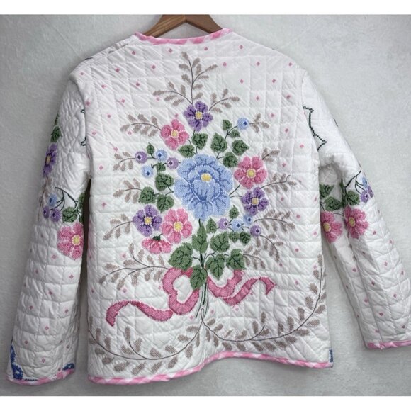 Handmade Crossstitch Upcycled Mentorsilly Jacket Size Large - Picture 9 of 12